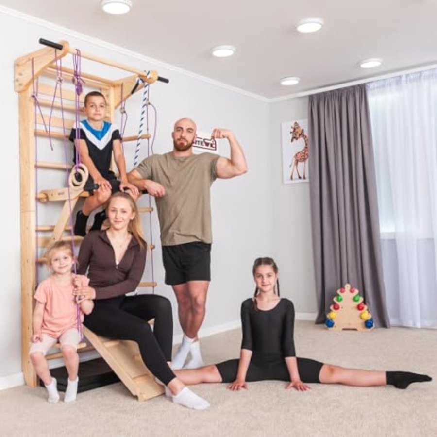 Swedish Ladder Wall Bars with  - Gymnastic Ring Wood ulasan dan harga