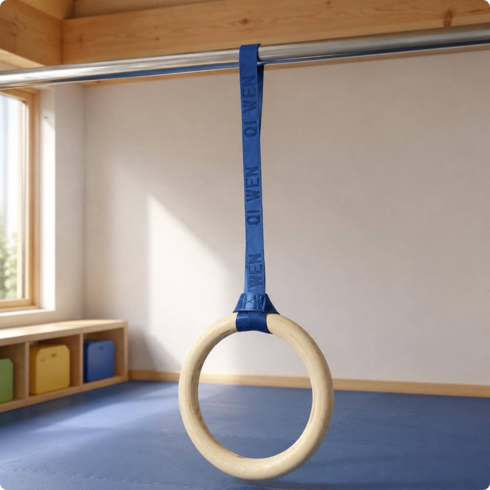 Wooden Gym Rings Woven Strappi - Gymnastic Ring Wood ulasan dan harga