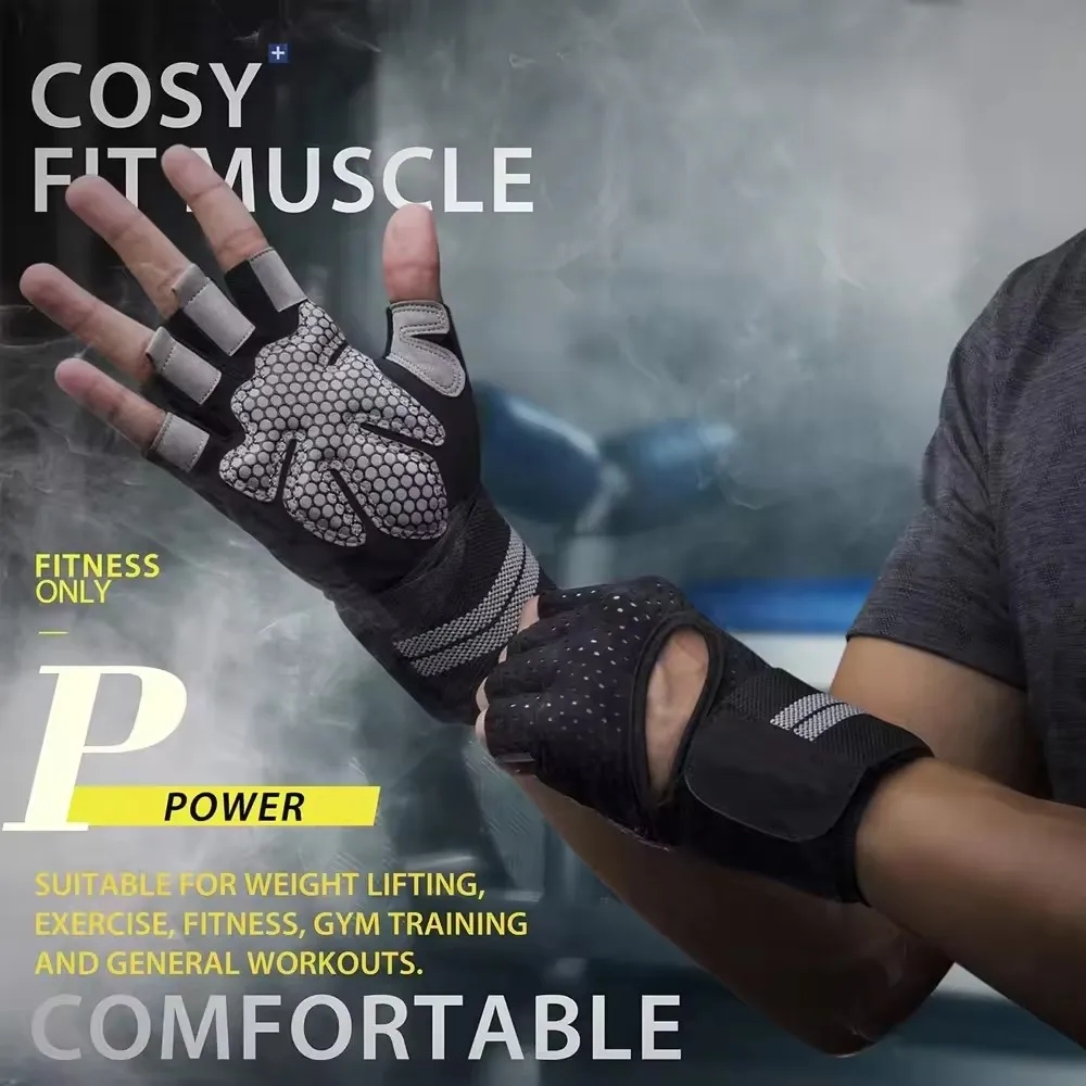 1Pair Half Finger Gym Fitness  - Crossfit Workout With Equipment ulasan dan harga