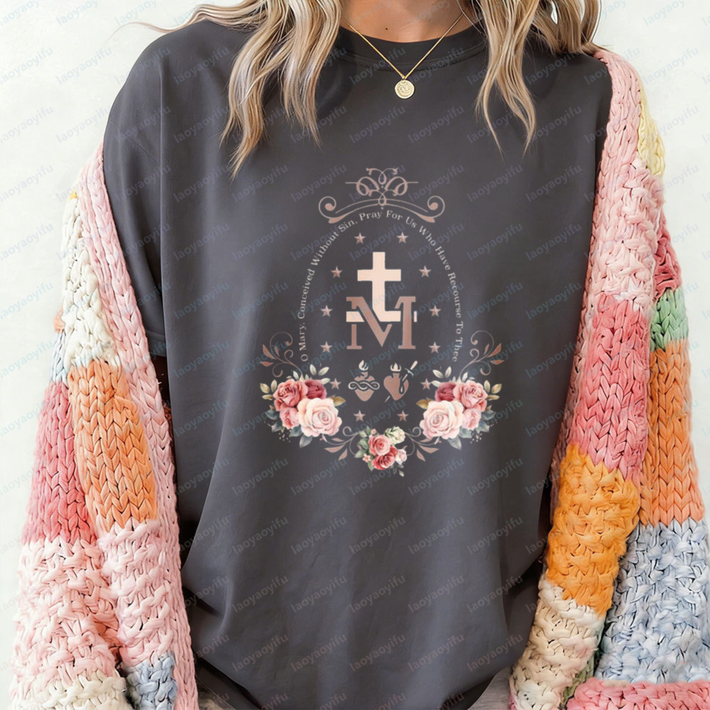 Floral Marian Cross T-Shirt Ca - Crossfit Event ulasan dan harga