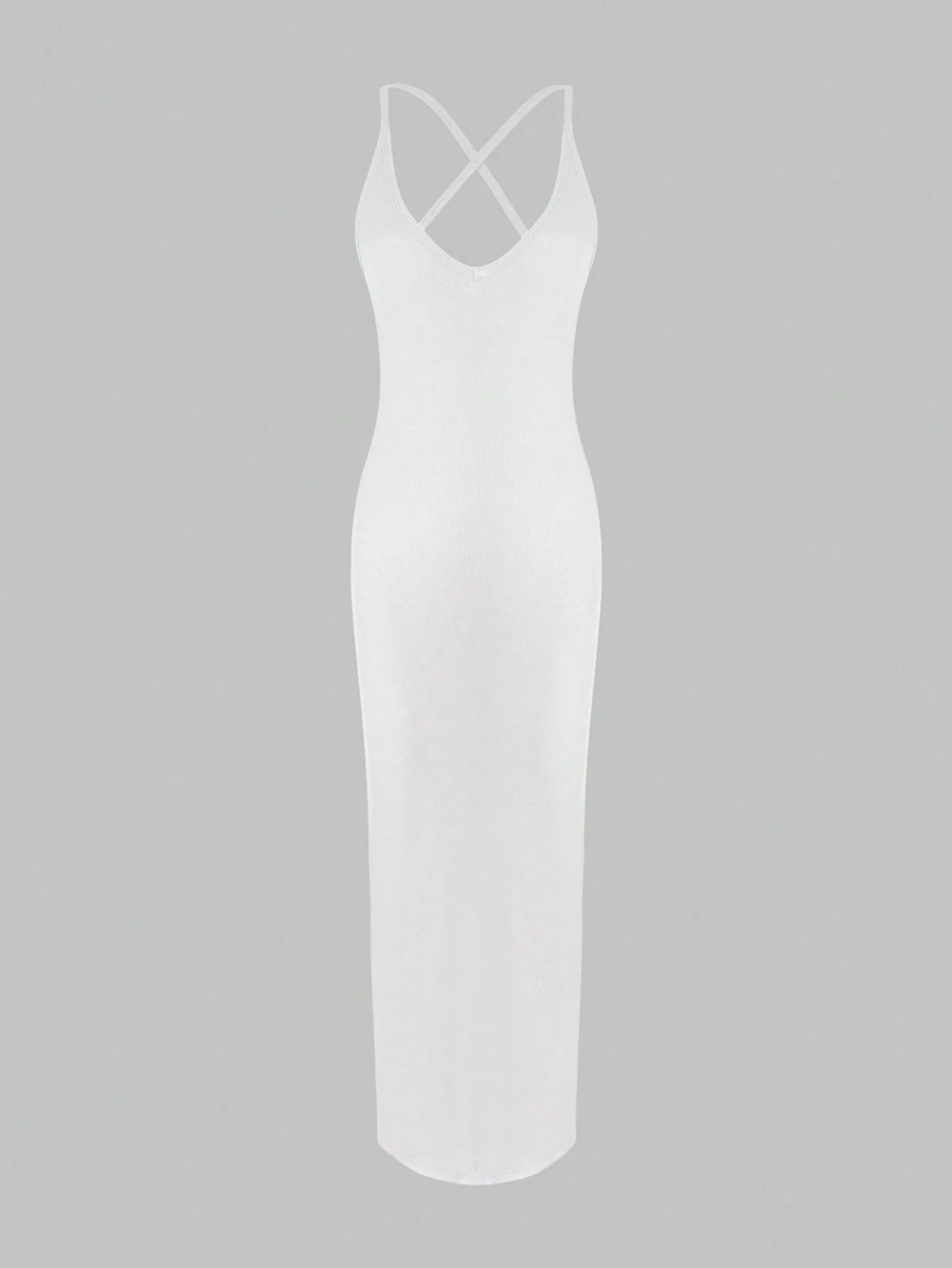 White V-Neck Stretch Knit Midi - Crossfit Event ulasan dan harga